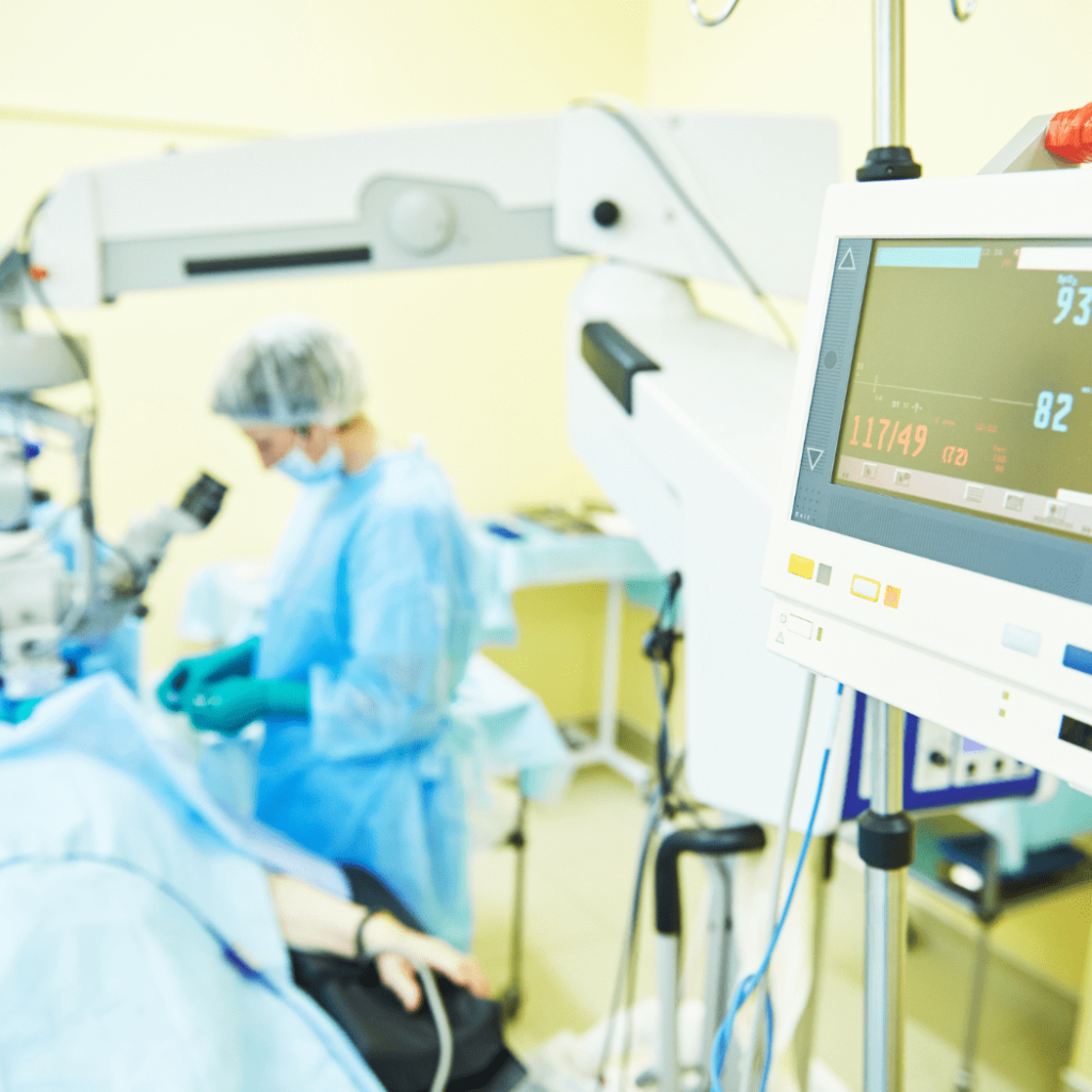 A doctor and patient inside an operation theatre