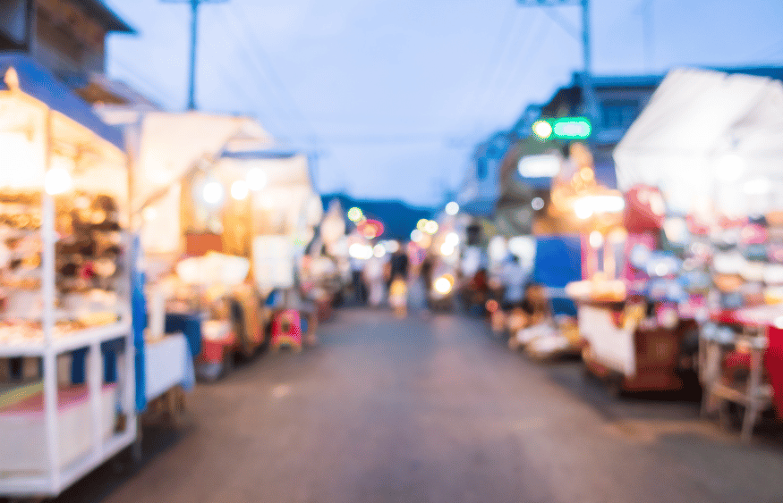 Blurred image of a shopping street